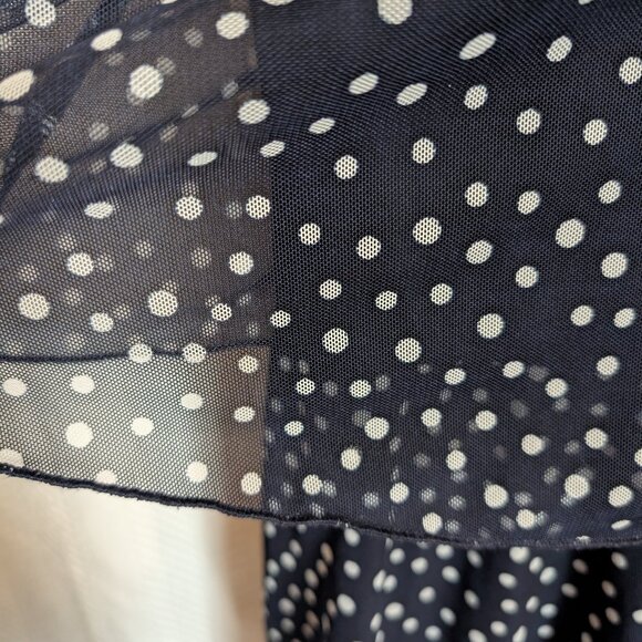Kate & Lily tiered midi dress navy blue white polka dots Size 14 ruffles - Picture 11 of 14